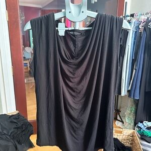 John Eshaya Black Sleeveless Drape Top